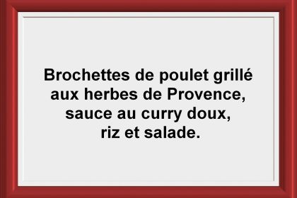 Plat du jour Restaurant Les Saveurs du potager