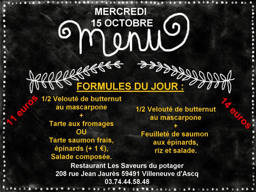 Formules du jour Restaurant Les Saveurs du potager