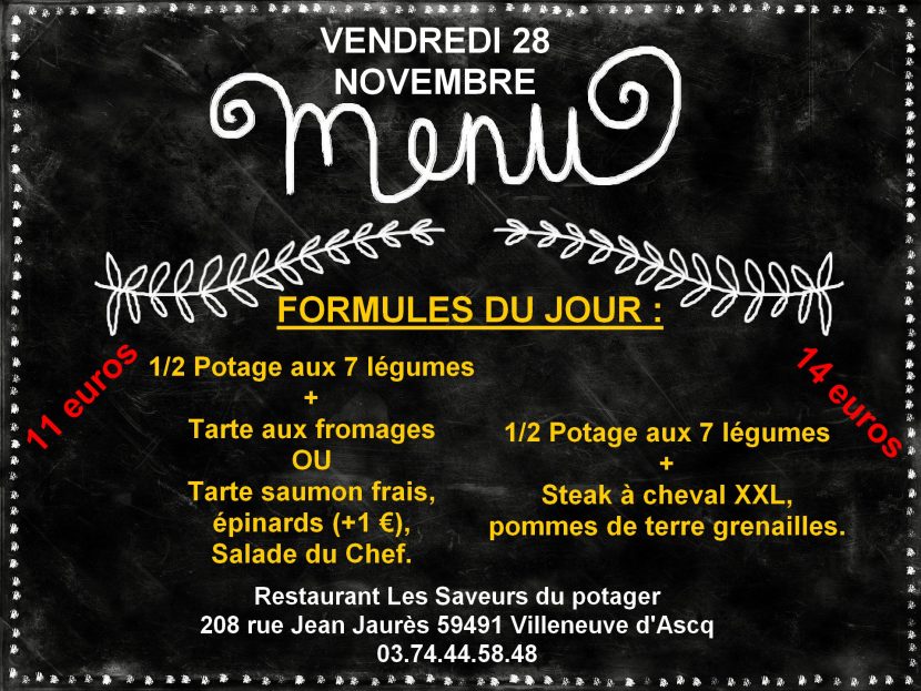 Formules du jour Restaurant Les Saveurs du potager